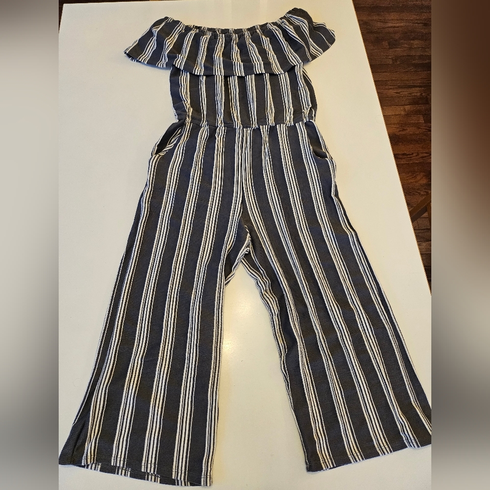 Gray Striped Jumpsuit